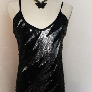Sequin Black and Silver Mini Dress （M)